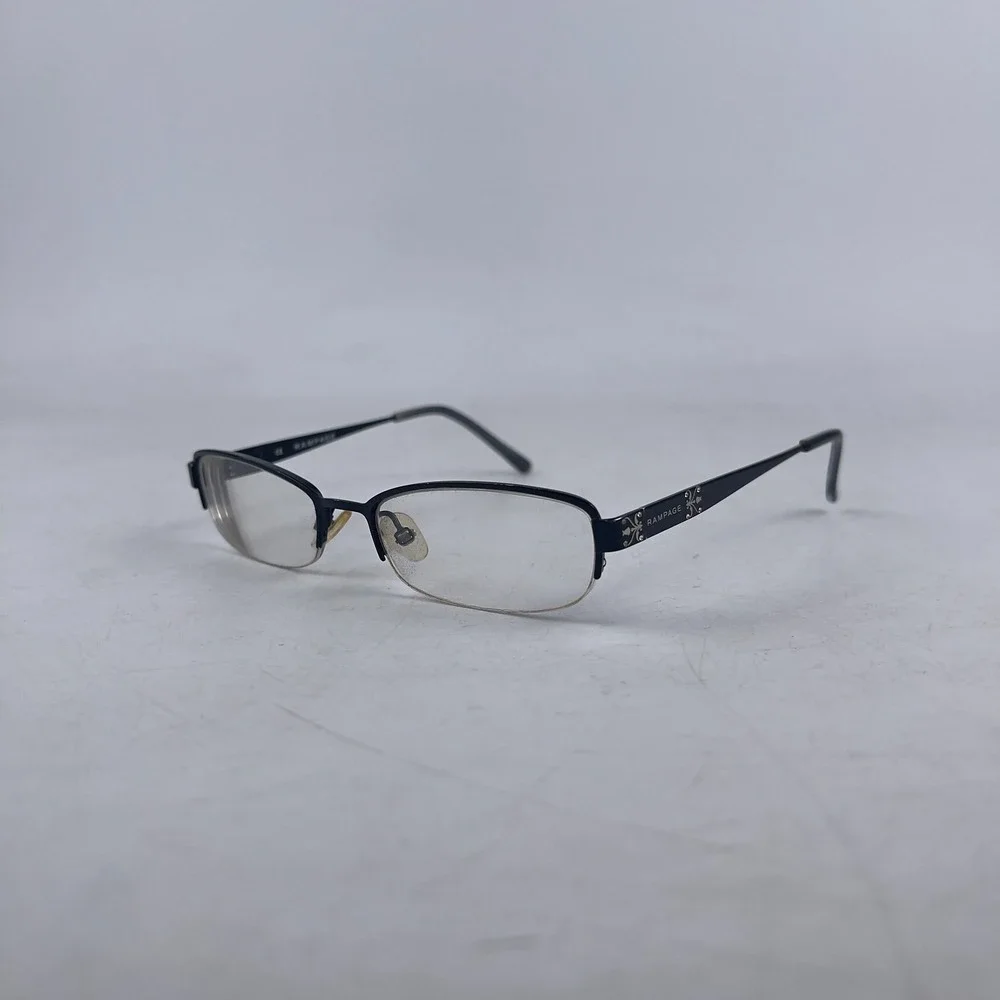 Rampage R 123 Women Eyeglasses Frame Black Metal Rectangle Half Rim 50-17-135 mm